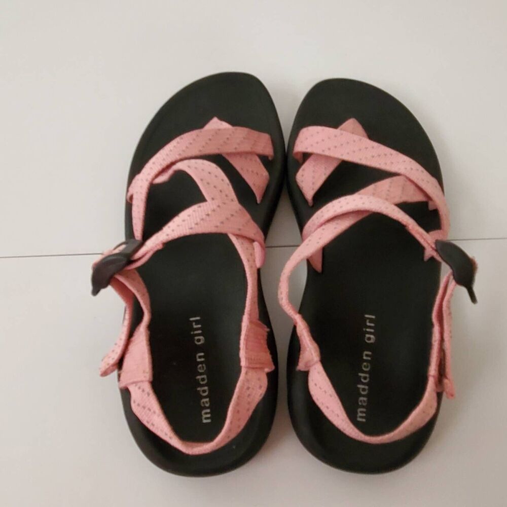 Madden Girl Womens 7.5-8.5 Sandals Sun Blush Pink Strappy Mismatched New - Picture 10 of 16